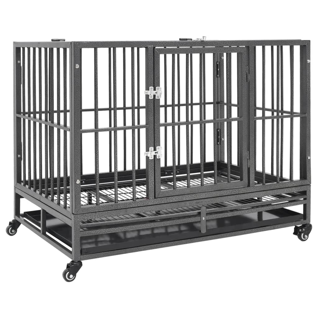 8720286677612_a_en_hd_1 vidaXL Dog Cage with Wheels Steel 92x62x76 cm - Image 1