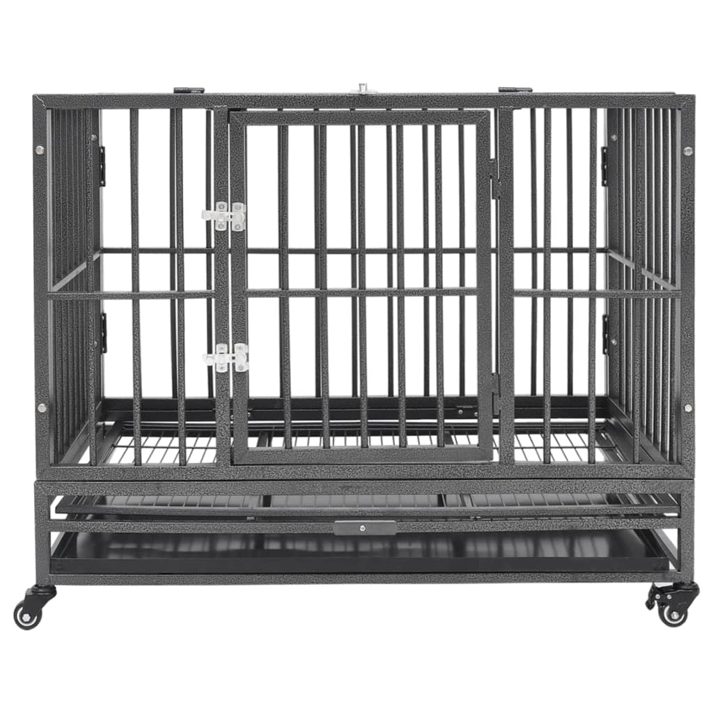 8720286677612_g_en_hd_1 vidaXL Dog Cage with Wheels Steel 92x62x76 cm - Image 2