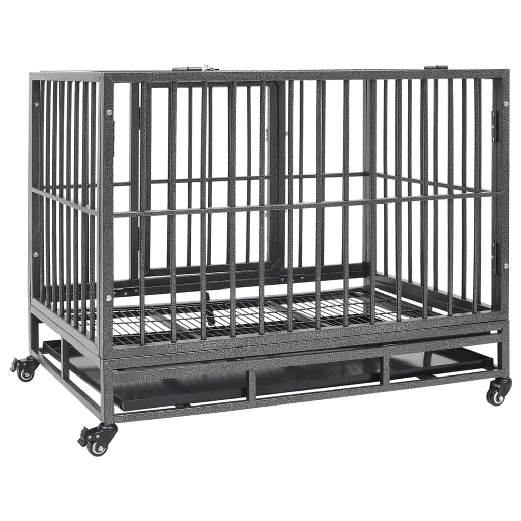 8720286677612_g_en_hd_3 vidaXL Dog Cage with Wheels Steel 92x62x76 cm - Image 4
