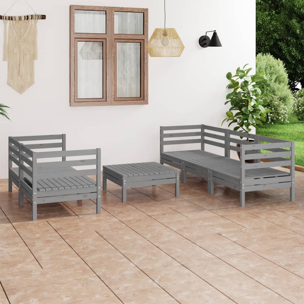 8720286683569_m_en_hd_1 vidaXL 6 Piece Garden Lounge Set Grey Solid Pinewood - Image 1