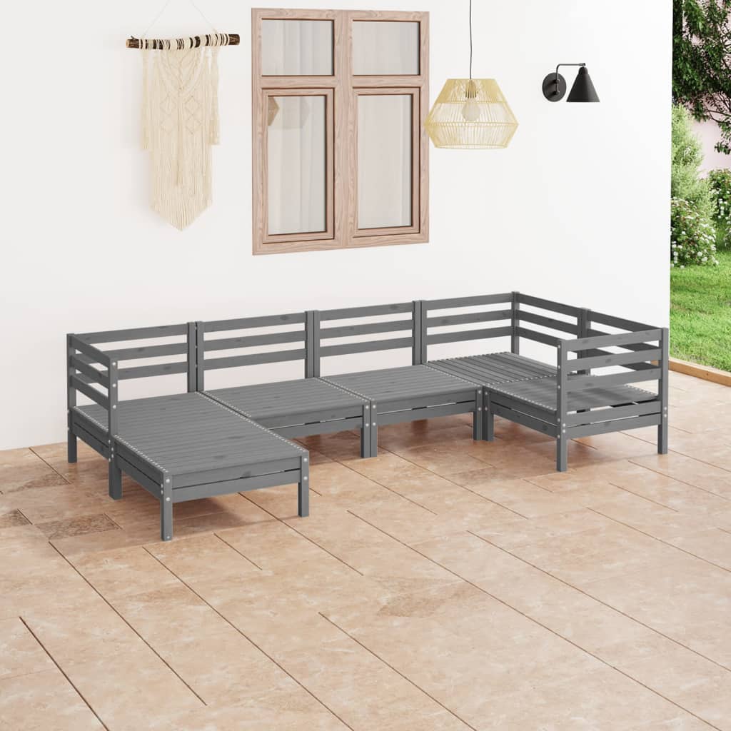 8720286687116_m_en_hd_1 vidaXL 6 Piece Garden Lounge Set Solid Pinewood Grey - Image 1