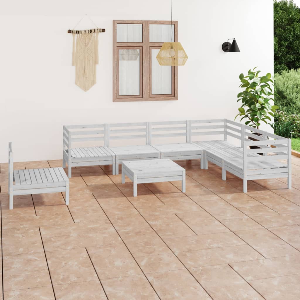 vidaXL 8 Piece Garden Lounge Set Solid Pinewood White