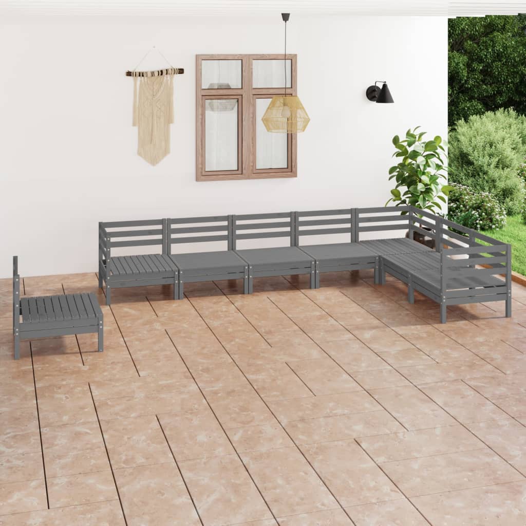 vidaXL 8 Piece Garden Lounge Set Solid Pinewood Grey