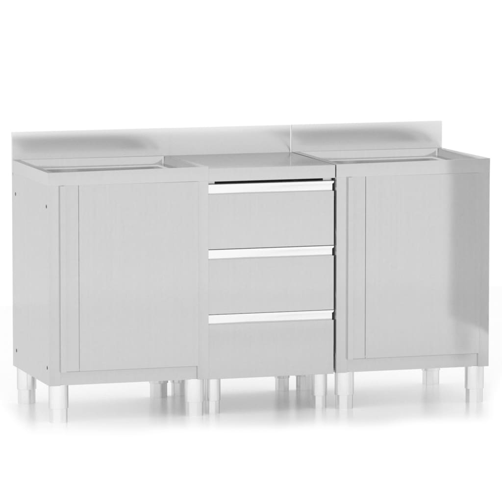 8720286694763_a_en_hd_1 vidaXL Commercial Kitchen Cabinets 3 pcs Stainless Steel - Image 2