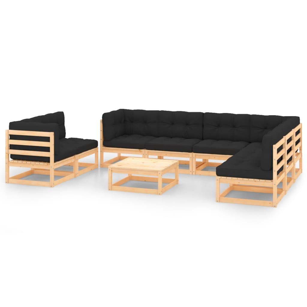 vidaXL 9 Piece Garden Lounge Set with Cushions Solid Pinewood