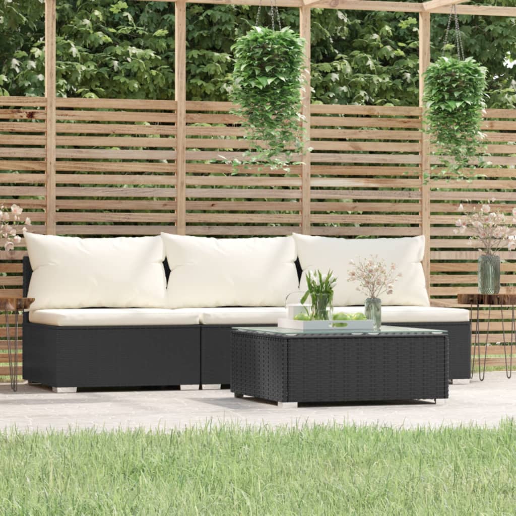 8720286697566_m_en_hd_1 vidaXL 4 Piece Garden Lounge Set with Cushions Black Poly Rattan - Image 1