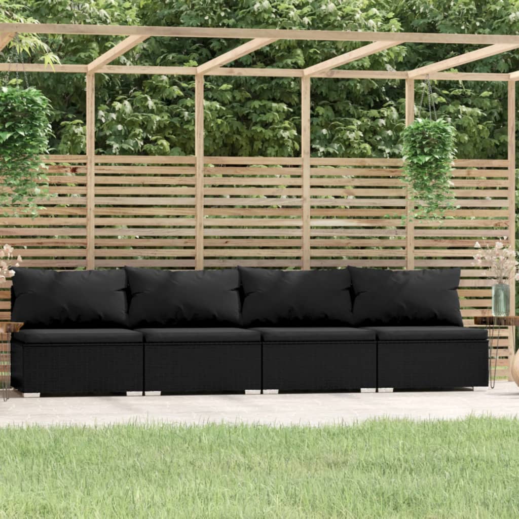 8720286697900_m_en_hd_1 vidaXL 4-Seater Sofa with Cushions Black Poly Rattan - Image 1