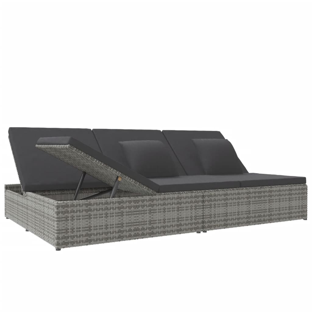 8720286699324_g_en_hd_1 vidaXL Convertible Sun Bed with Cushions Poly Rattan Dark Grey - Image 3
