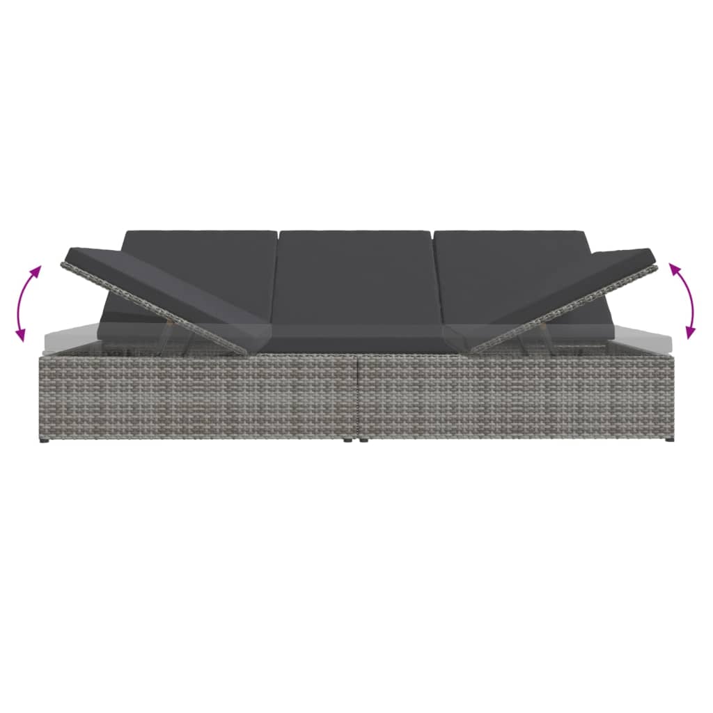 8720286699324_g_en_hd_5 vidaXL Convertible Sun Bed with Cushions Poly Rattan Dark Grey - Image 7