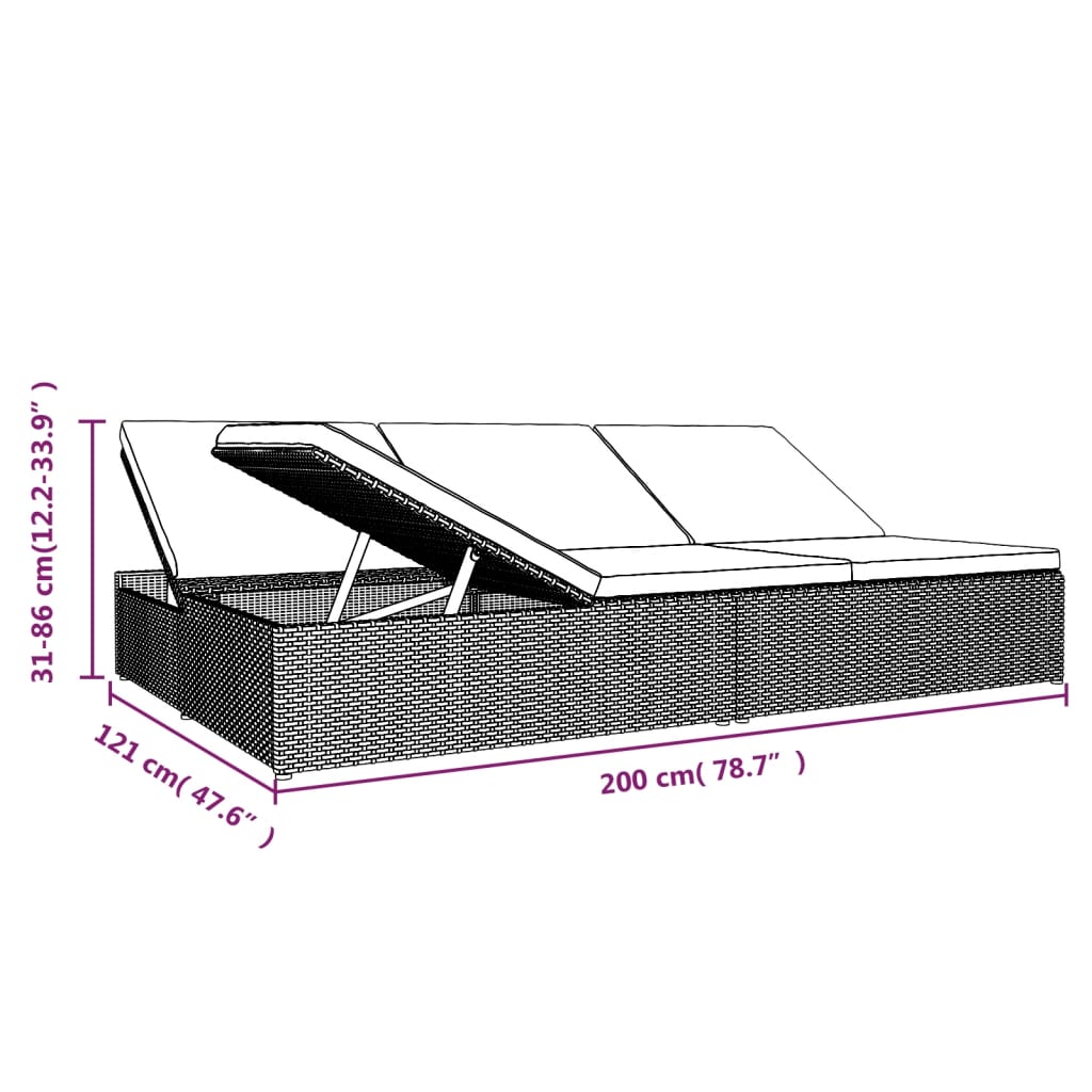 8720286699324_g_en_hd_8 vidaXL Convertible Sun Bed with Cushions Poly Rattan Dark Grey - Image 10
