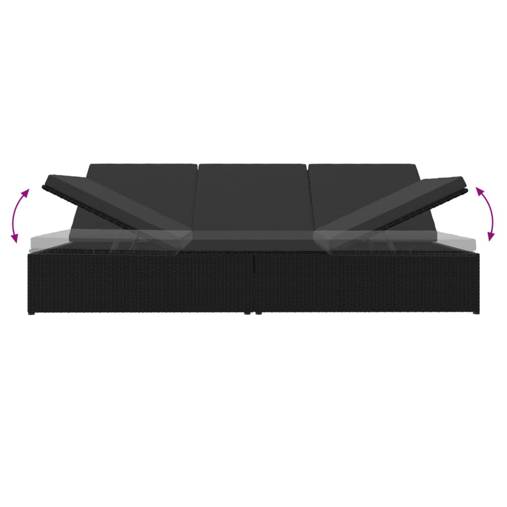 8720286699331_g_en_hd_5 vidaXL Convertible Sun Bed with Cushions Poly Rattan Black - Image 7
