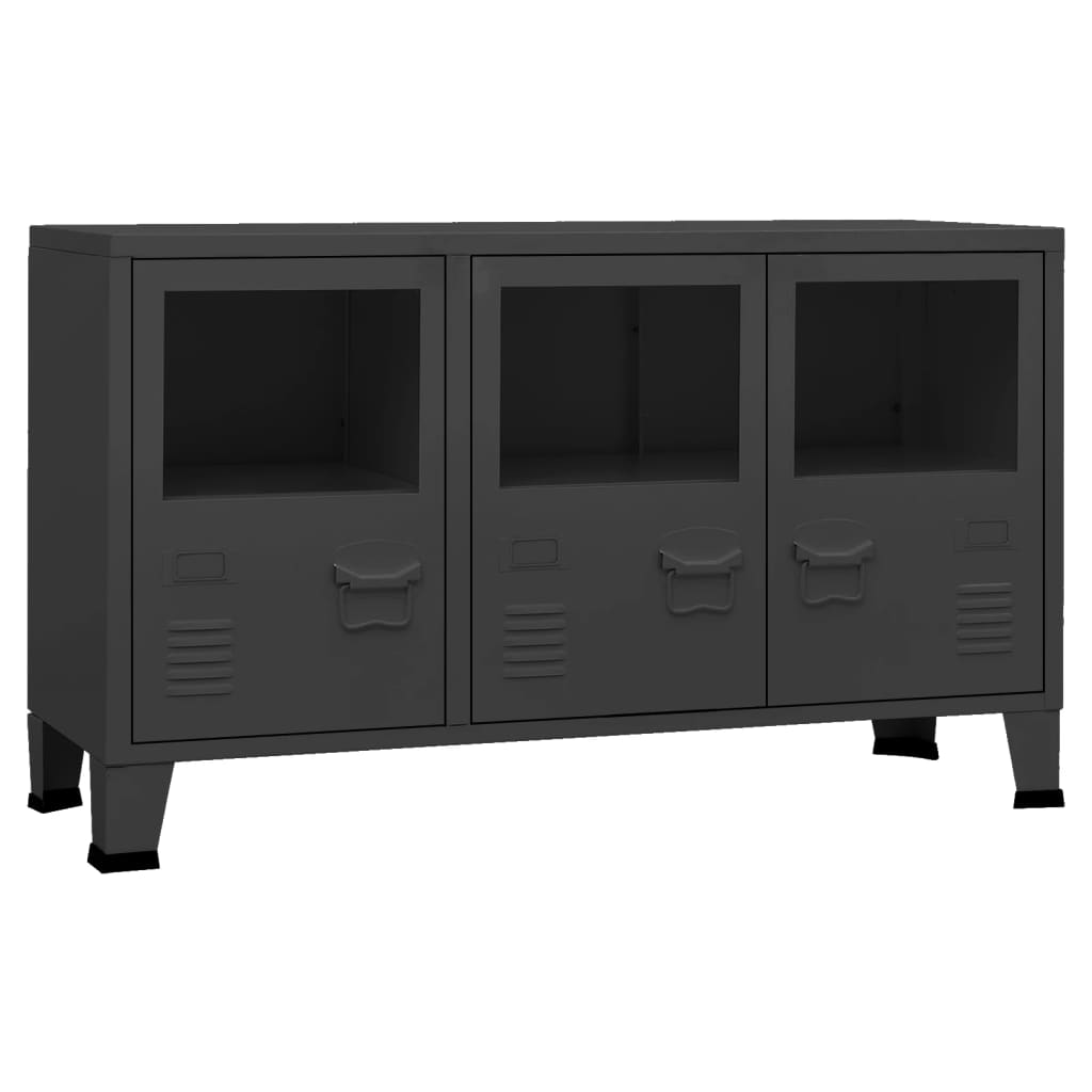 8720286699430_a_en_hd_1 vidaXL Industrial Sideboard Black 105x35x62 cm Metal and Glass - Image 2