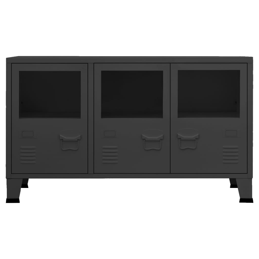 8720286699430_g_en_hd_1 vidaXL Industrial Sideboard Black 105x35x62 cm Metal and Glass - Image 4