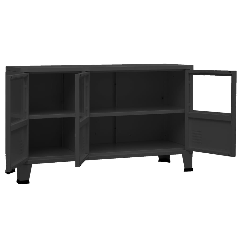 8720286699430_g_en_hd_4 vidaXL Industrial Sideboard Black 105x35x62 cm Metal and Glass - Image 7