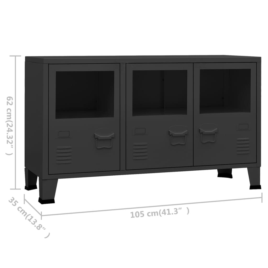 8720286699430_g_en_hd_7 vidaXL Industrial Sideboard Black 105x35x62 cm Metal and Glass - Image 10