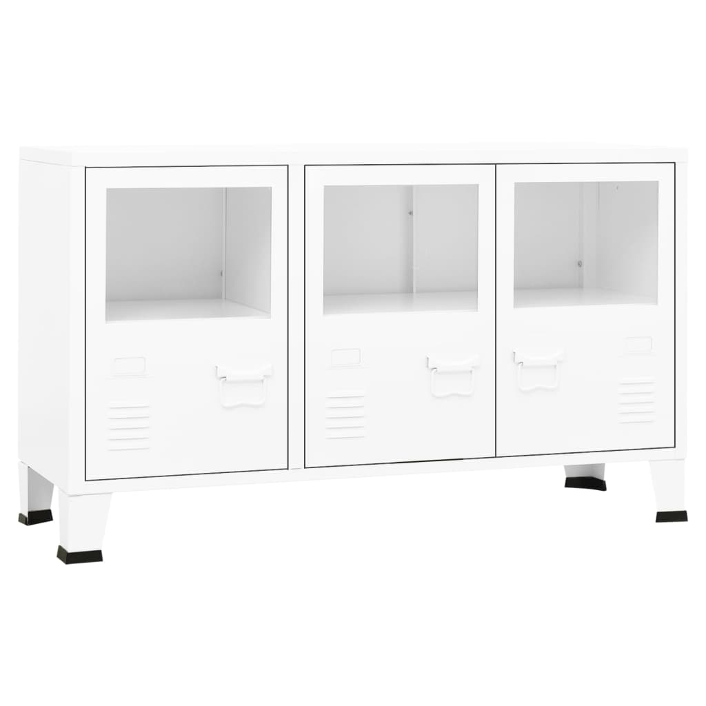 8720286699447_a_en_hd_1 vidaXL Industrial Sideboard White 105x35x62 cm Metal and Glass - Image 2