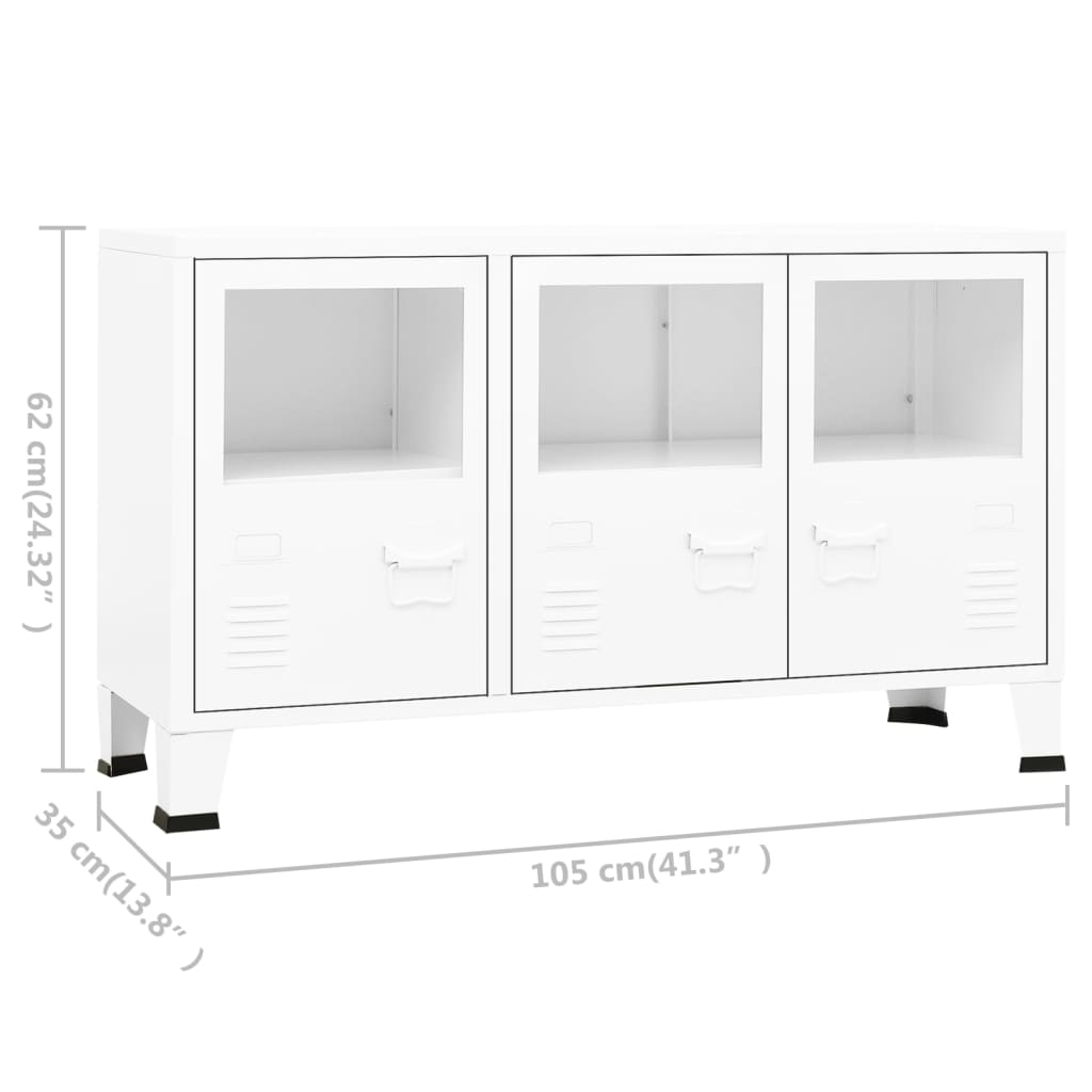 8720286699447_g_en_hd_7 vidaXL Industrial Sideboard White 105x35x62 cm Metal and Glass - Image 10