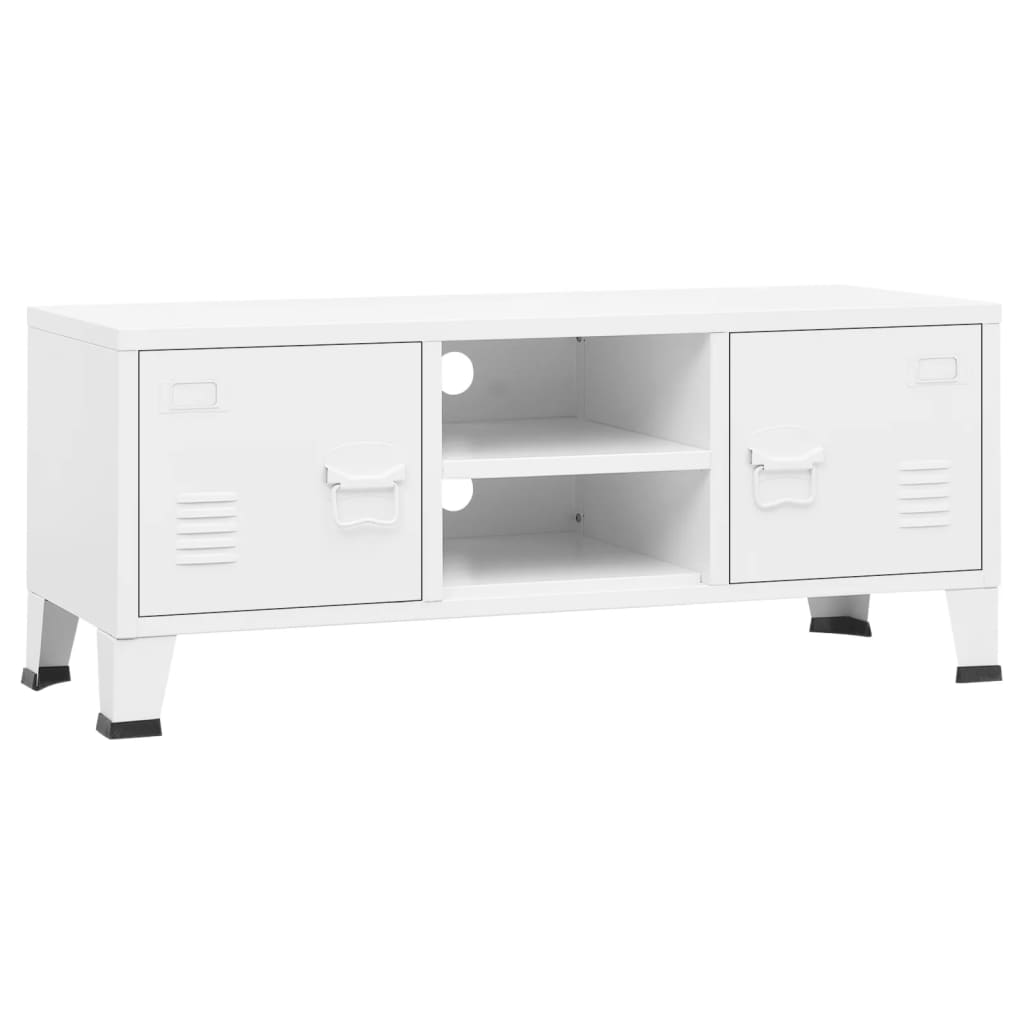 8720286699546_a_en_hd_1 vidaXL Industrial TV Cabinet White 105x35x42 cm Metal - Image 2