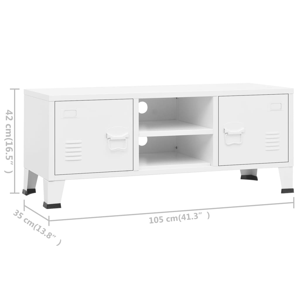 8720286699546_g_en_hd_7 vidaXL Industrial TV Cabinet White 105x35x42 cm Metal - Image 10