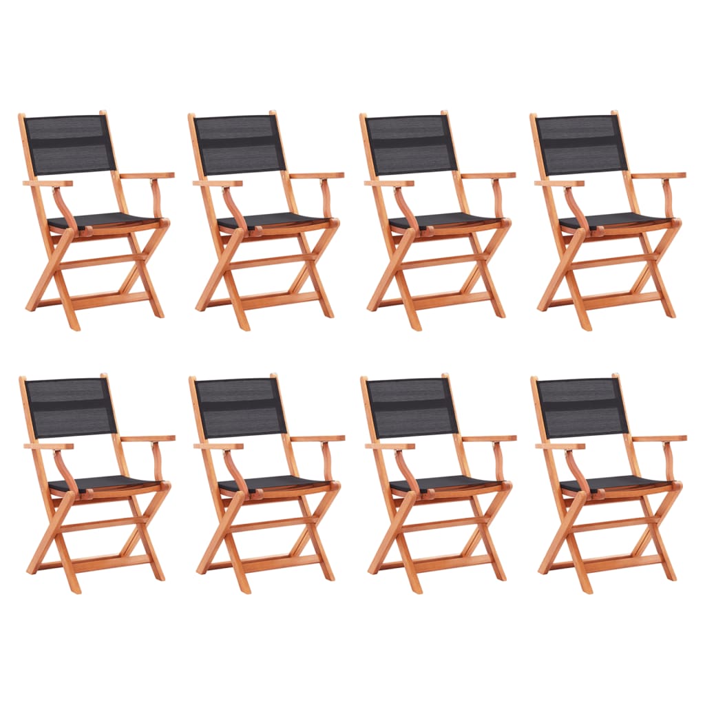 8720286700617_a_en_hd_1 vidaXL Folding Garden Chairs 8 pcs Black Solid Eucalyptus Wood&Textilene - Image 1