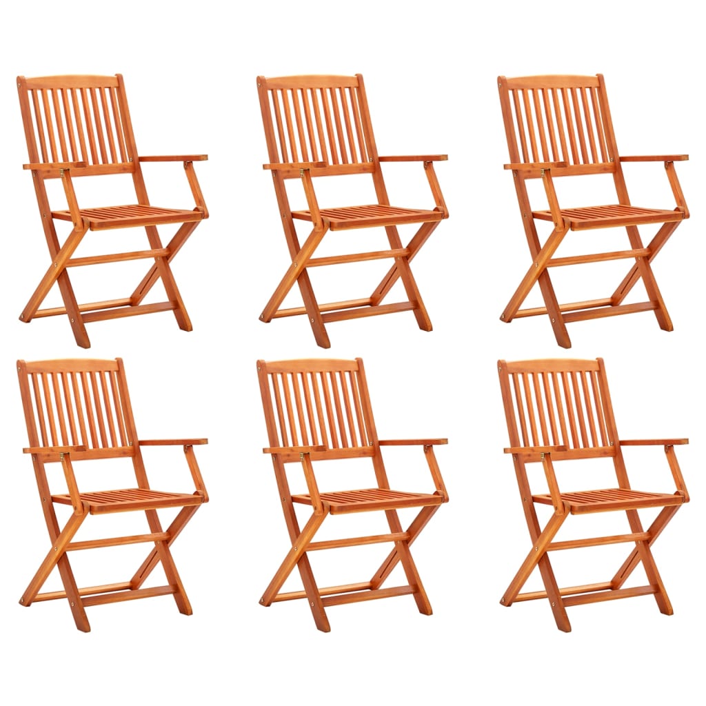 vidaXL Folding Garden Chairs 6 pcs Solid Eucalyptus Wood
