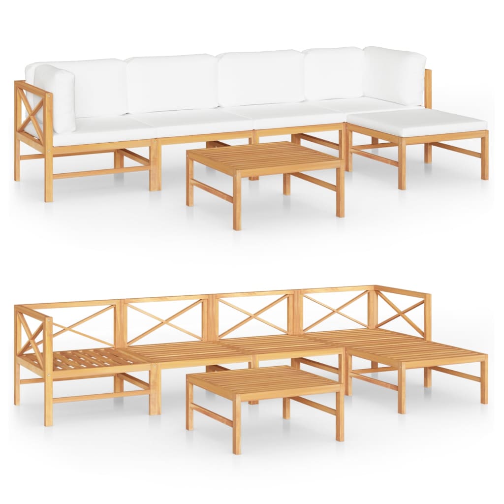8720286703748_a_en_hd_1 vidaXL 6 Piece Garden Lounge Set with Cream Cushions Solid Teak Wood - Image 2