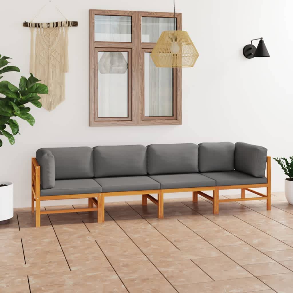 8720286703830_m_en_hd_1 vidaXL 4-Seater Garden Sofa with Grey Cushions Solid Teak Wood - Image 1