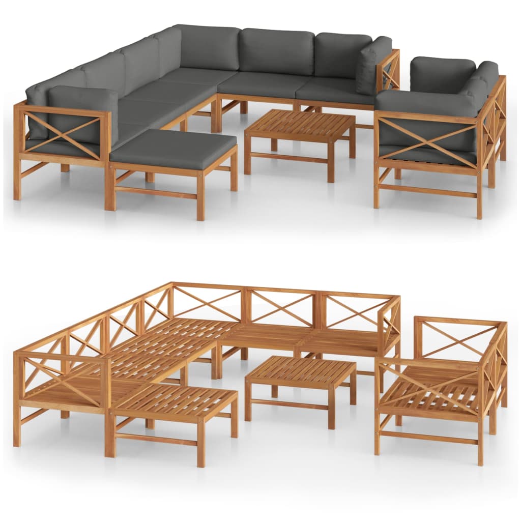 8720286703991_a_en_hd_1 vidaXL 10 Piece Garden Lounge Set with Grey Cushions Solid Teak Wood - Image 2