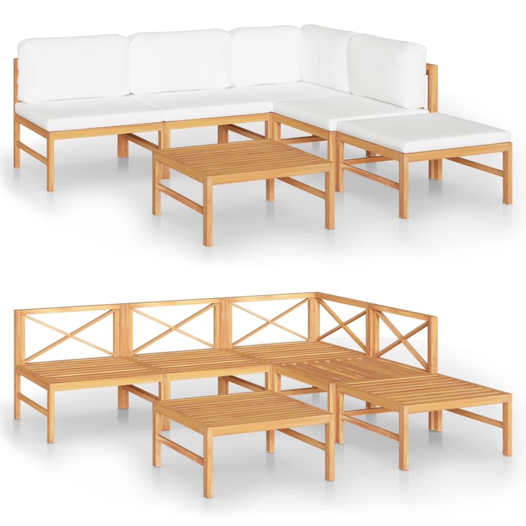8720286704127_a_en_hd_1 vidaXL 6 Piece Garden Lounge Set with Cream Cushions Solid Teak Wood - Image 2