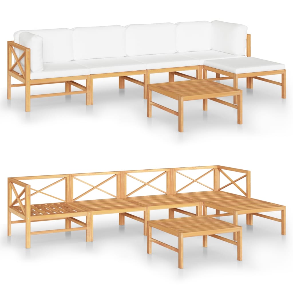 8720286704141_a_en_hd_1 vidaXL 6 Piece Garden Lounge Set with Cream Cushions Solid Teak Wood - Image 2
