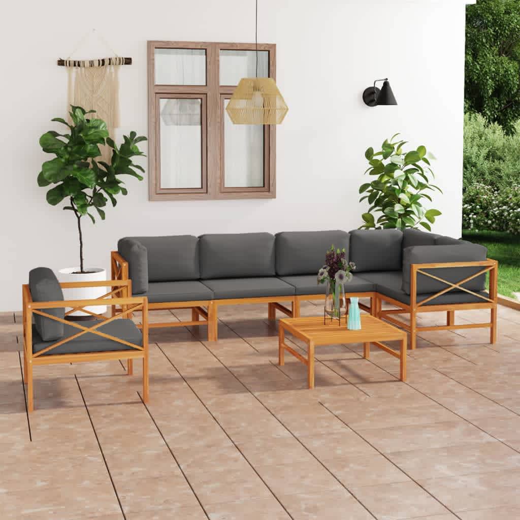 8720286704257_m_en_hd_1 vidaXL 7 Piece Garden Lounge Set with Grey Cushions Solid Wood Teak - Image 1