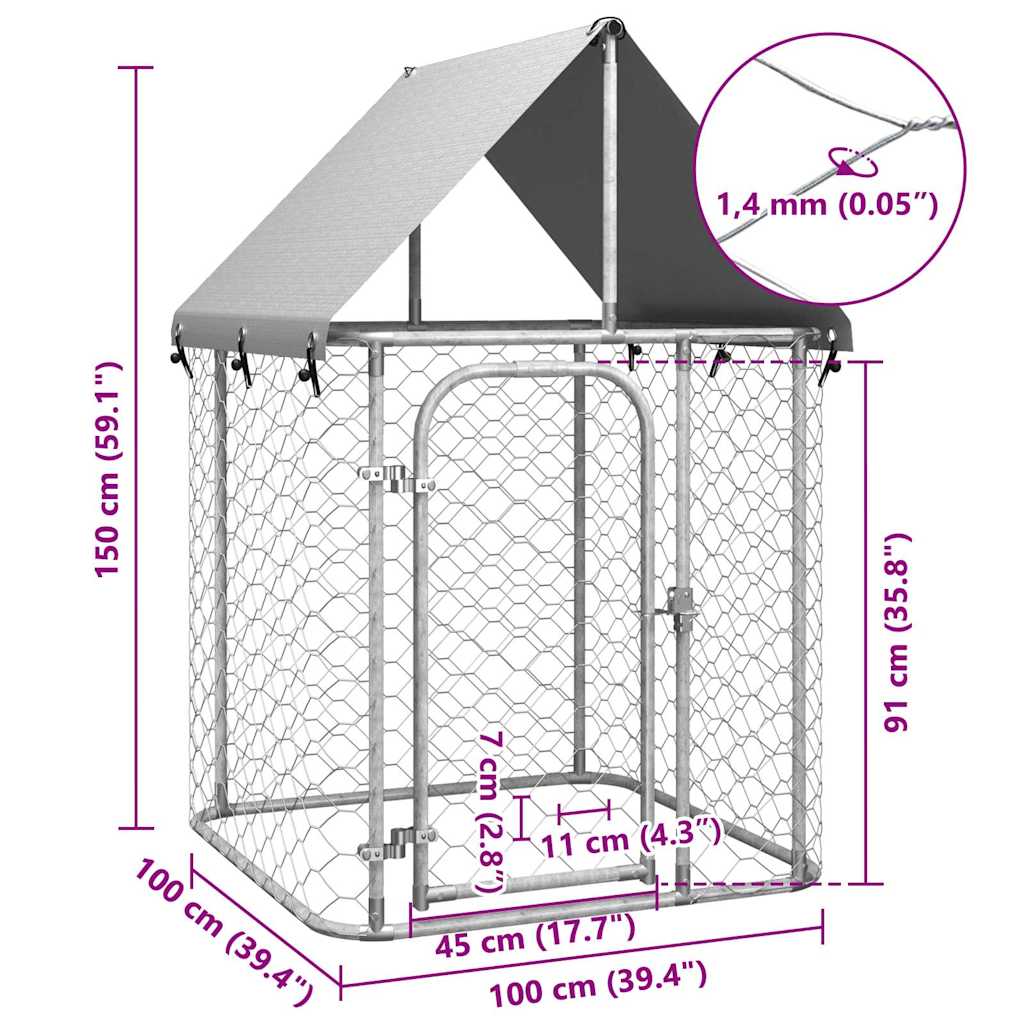 8720286705049_g_en_hd_4 vidaXL Outdoor Dog Kennel with Roof 100x100x150 cm - Image 5