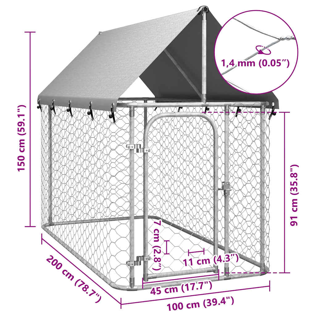 8720286705056_g_en_hd_5 vidaXL Outdoor Dog Kennel with Roof 200x100x150 cm - Image 7