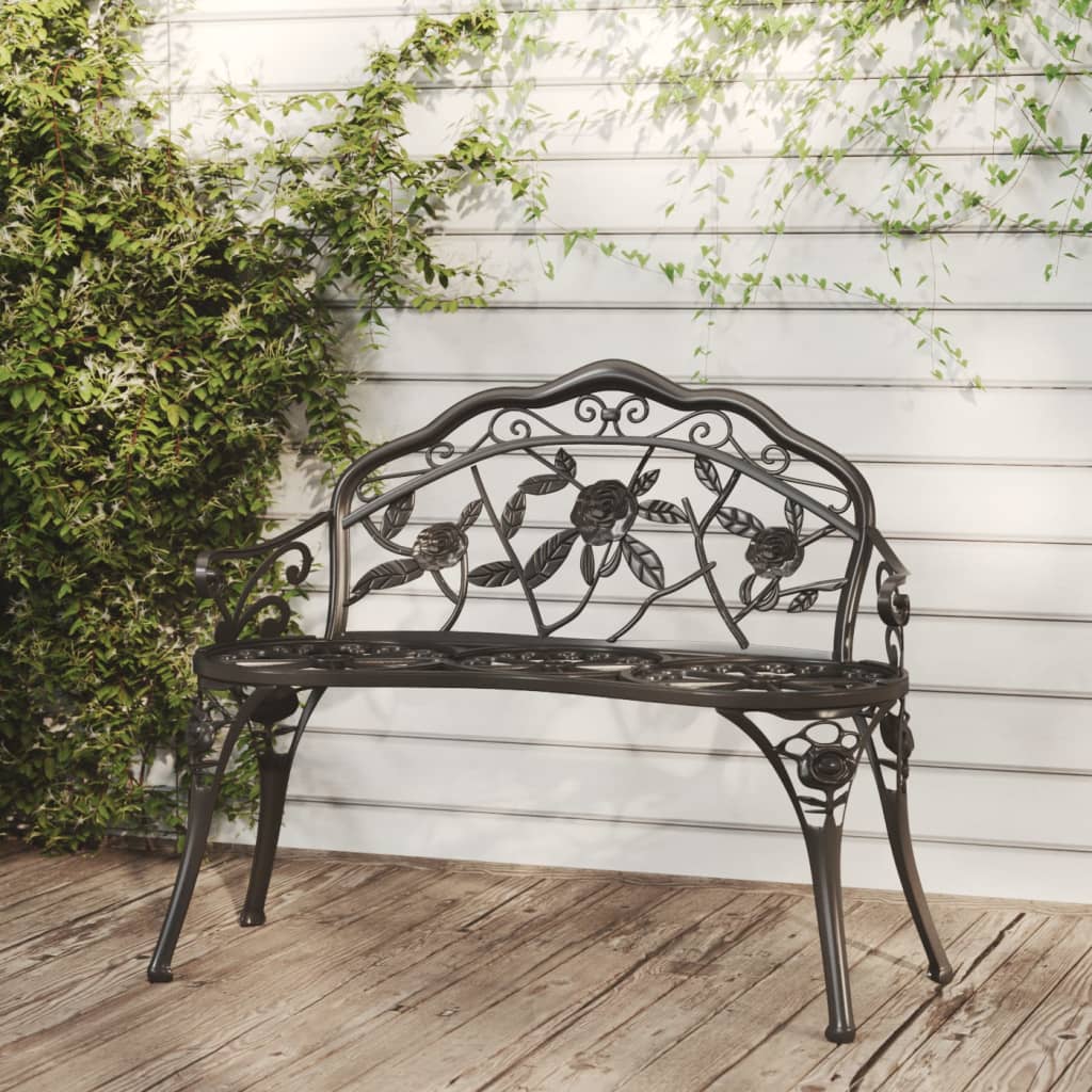 vidaXL Garden Bench 99 cm Cast Aluminium Black