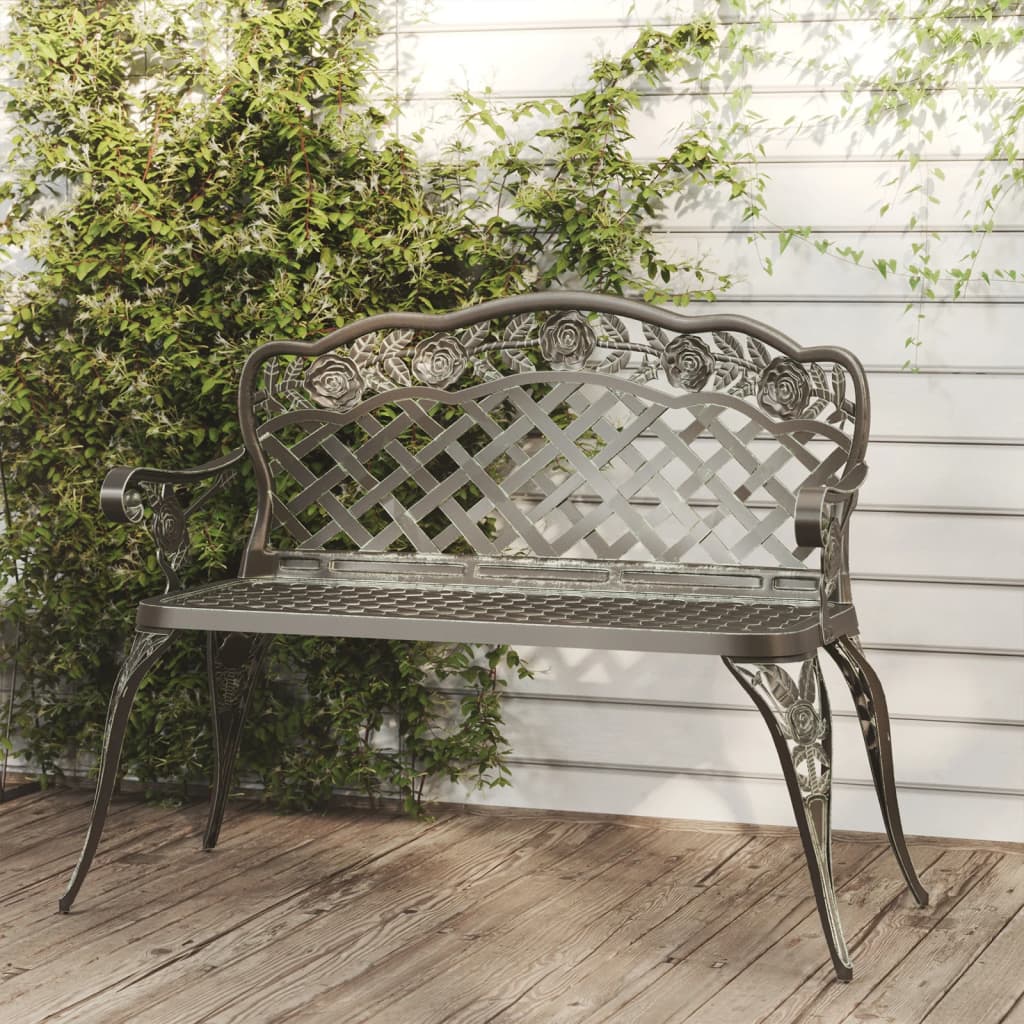 vidaXL Garden Bench 108 cm Cast Aluminium Green
