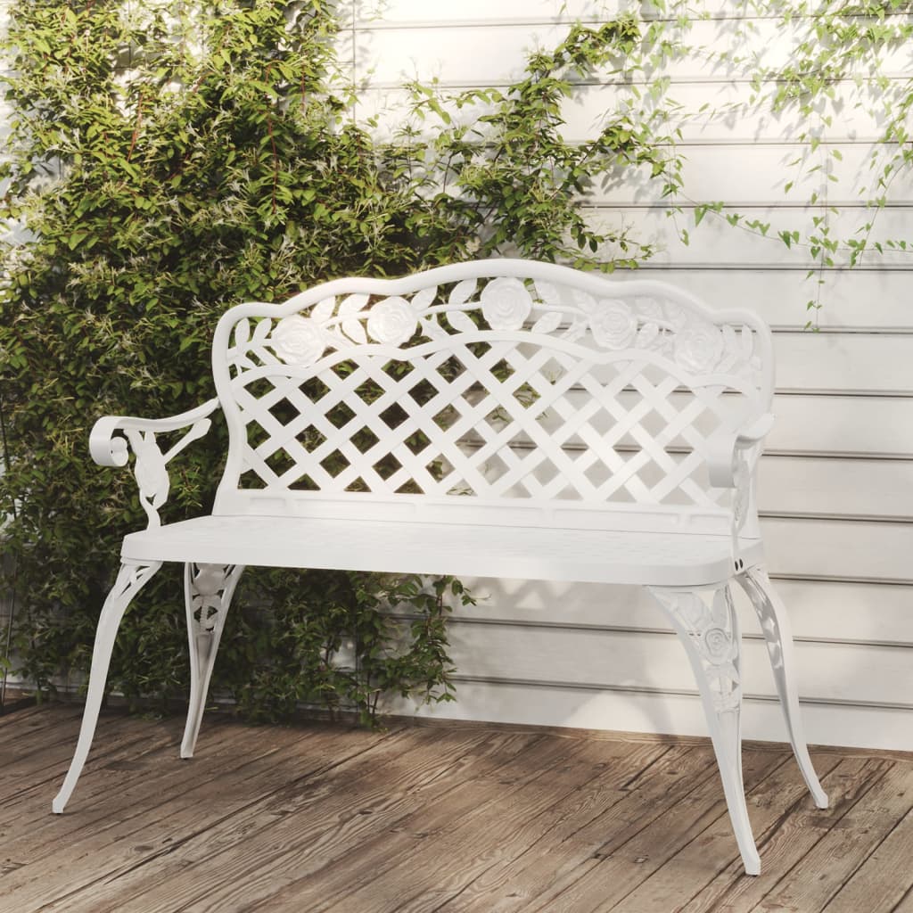 vidaXL Garden Bench 108 cm Cast Aluminium White