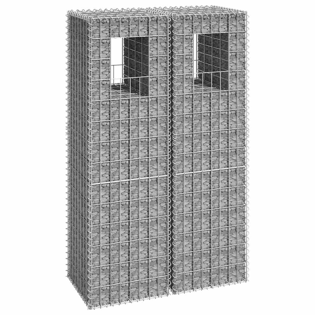 8720286763865_m_en_hd_1 vidaXL Gabion Basket Posts 2 pcs 40x40x140 cm Iron - Image 1