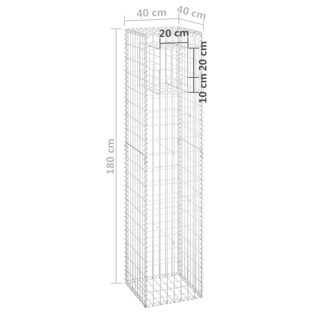 8720286763889_g_en_hd_5 vidaXL Gabion Basket Posts 2 pcs 40x40x180 cm Iron - Image 7