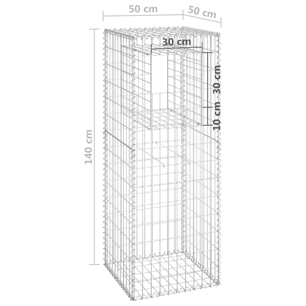 8720286763940_g_en_hd_5 vidaXL Gabion Basket Posts 2 pcs 50x50x140 cm Iron - Image 7