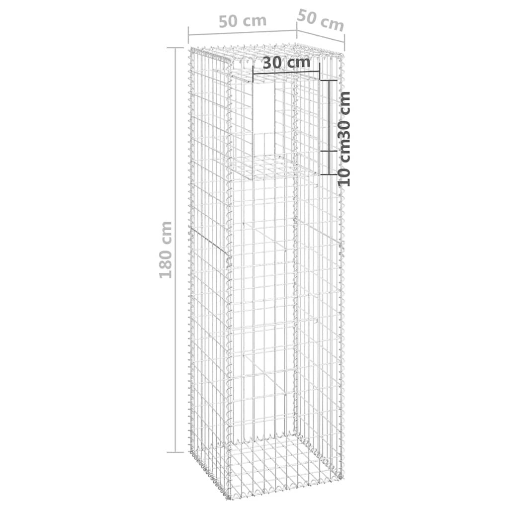 8720286763964_g_en_hd_5 vidaXL Gabion Basket Posts 2 pcs 50x50x180 cm Iron - Image 7