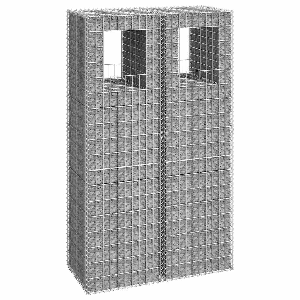 8720286763964_m_en_hd_1 vidaXL Gabion Basket Posts 2 pcs 50x50x180 cm Iron - Image 1