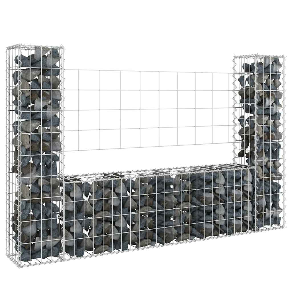 8720286763988_m_en_hd_1 vidaXL U-shape Gabion Basket with 2 Posts Iron 140x20x100 cm - Image 1
