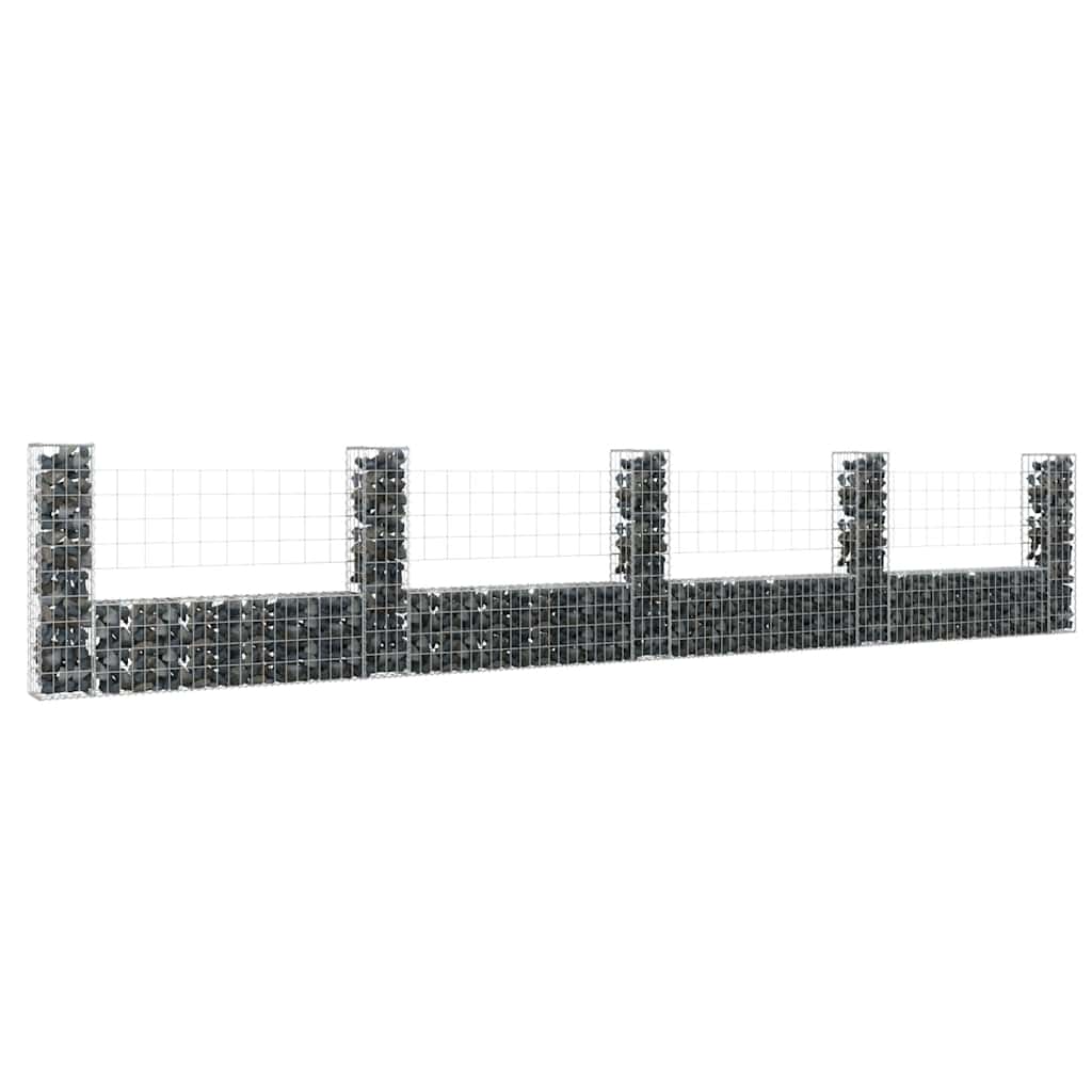 8720286764015_m_en_hd_1 vidaXL U-shape Gabion Basket with 5 Posts Iron 500x20x100 cm - Image 1