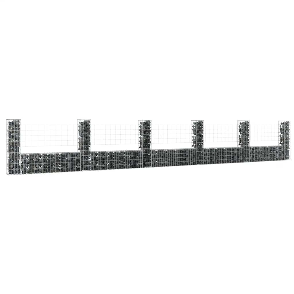 8720286764022_m_en_hd_1 vidaXL U-shape Gabion Basket with 6 Posts Iron 620x20x100 cm - Image 1