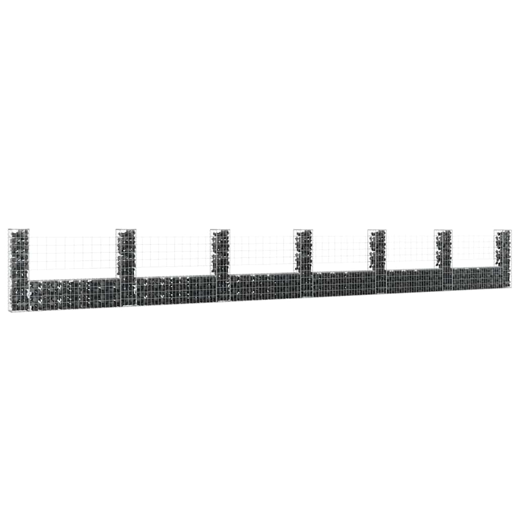 8720286764039_m_en_hd_1 vidaXL U-shape Gabion Basket with 7 Posts Iron 740x20x100 cm - Image 1