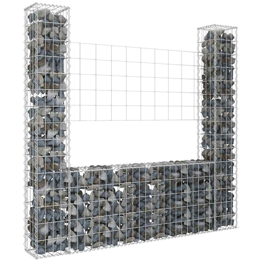 8720286764053_m_en_hd_1 vidaXL U-shape Gabion Basket with 2 Posts Iron 140x20x150 cm - Image 1