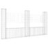 vidaXL U-shape Gabion Basket with 3 Posts Iron 260x20x150 cm - Image 2