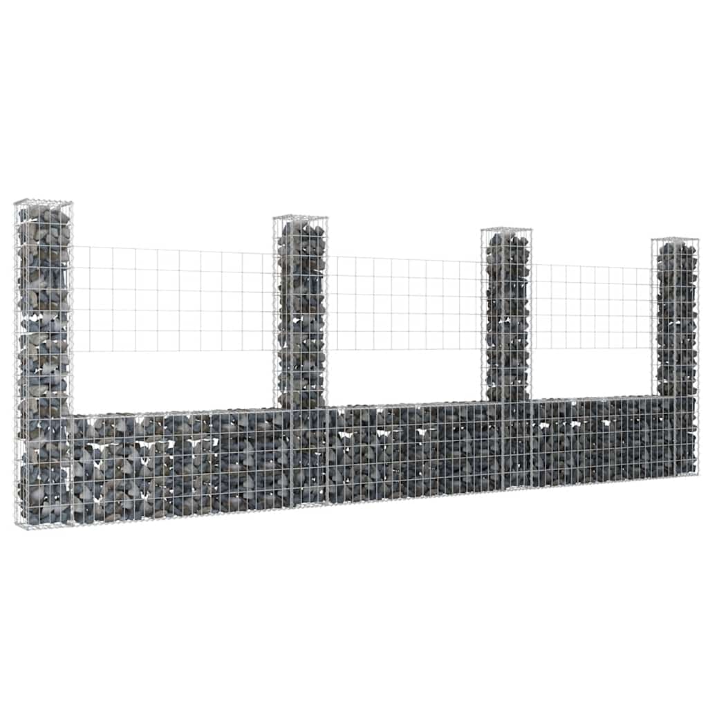 8720286764077_m_en_hd_1 vidaXL U-shape Gabion Basket with 4 Posts Iron 380x20x150 cm - Image 1