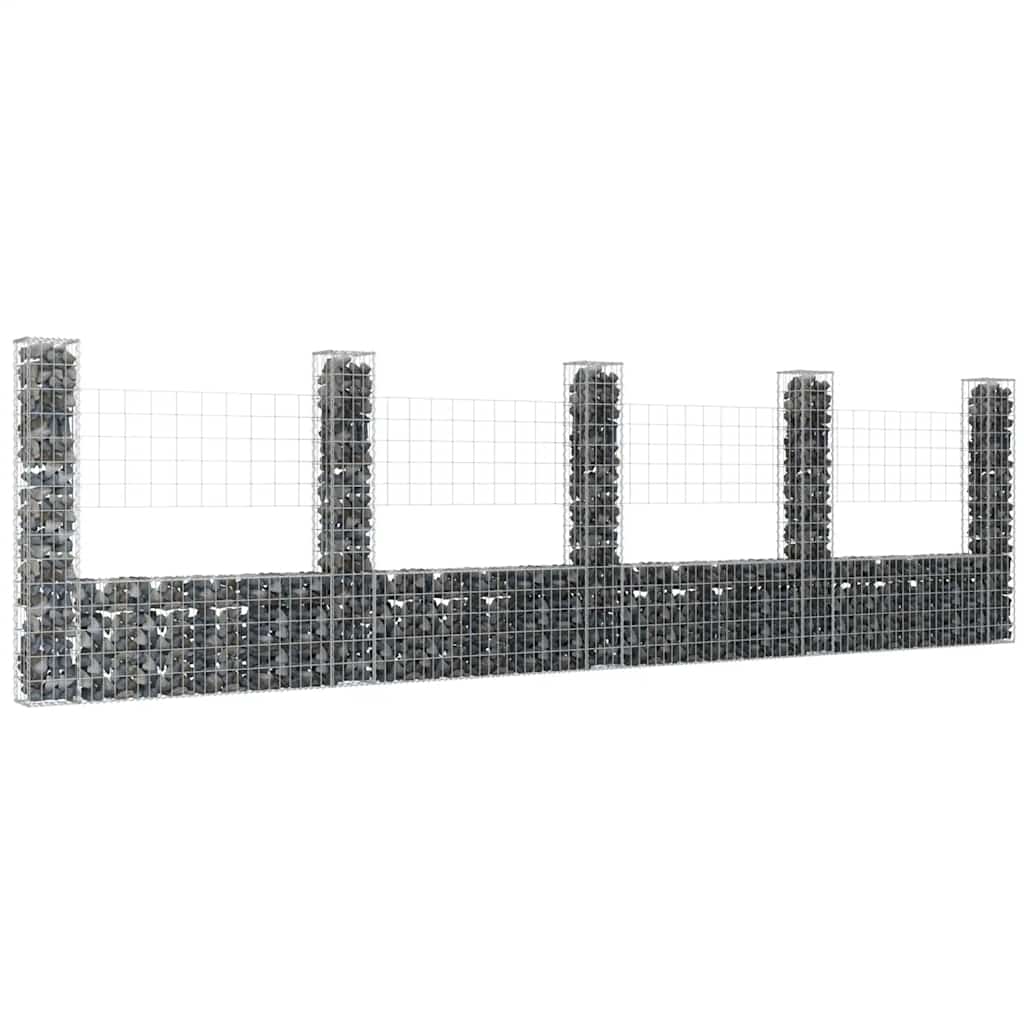 8720286764084_m_en_hd_1 vidaXL U-shape Gabion Basket with 5 Posts Iron 500x20x150 cm - Image 1