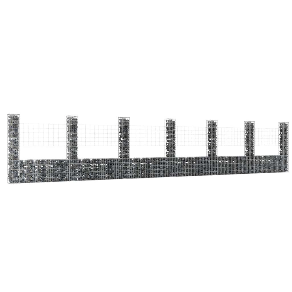 8720286764107_m_en_hd_1 vidaXL U-shape Gabion Basket with 7 Posts Iron 740x20x150 cm - Image 1